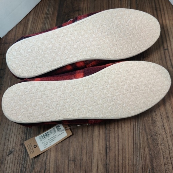 TOMS Alpargata Flat Wool Red Plaid Women's 9.5 Faux Fur Slip On Shoes‎ Boho Cute - Picture 15 of 16